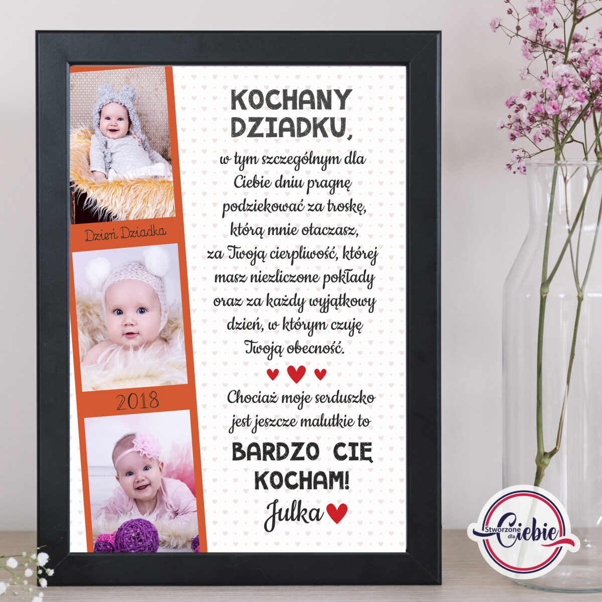3 zdjęcia + pomarańczowe tło