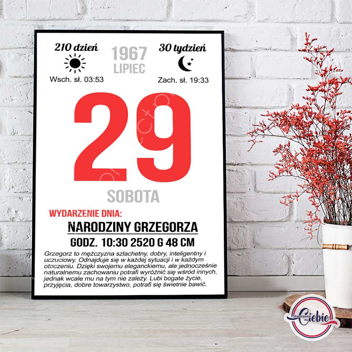 Urodzinowa Kartka z kalendarza