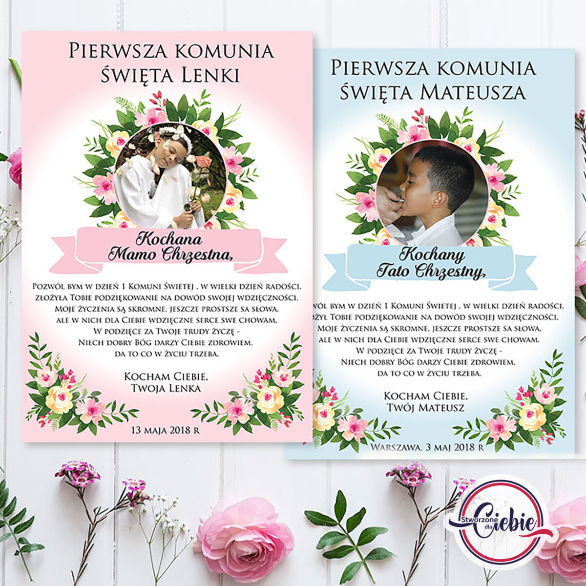 Podziękowanie dla rodziców chrzestnych/dziadków
